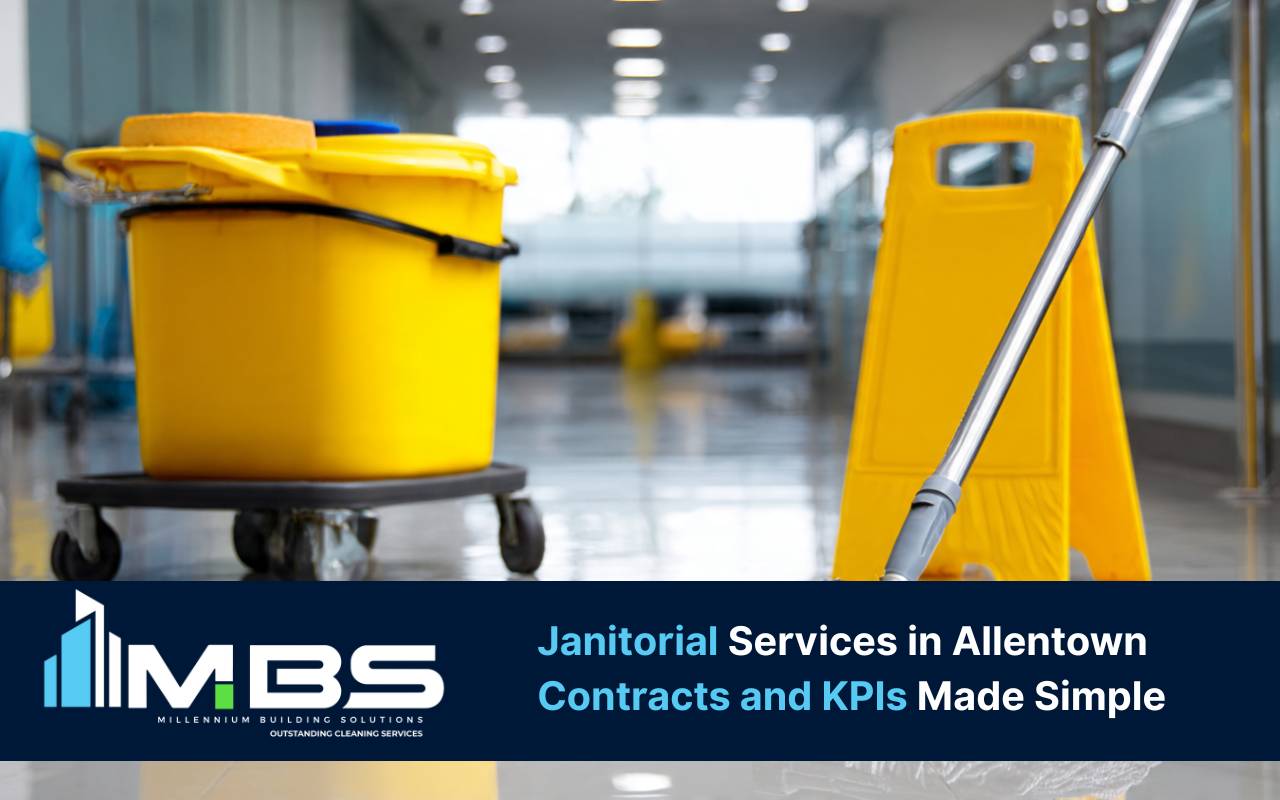 Facility manager reviewing janitorial services in Allentown contracts and comparing monthly and annual options