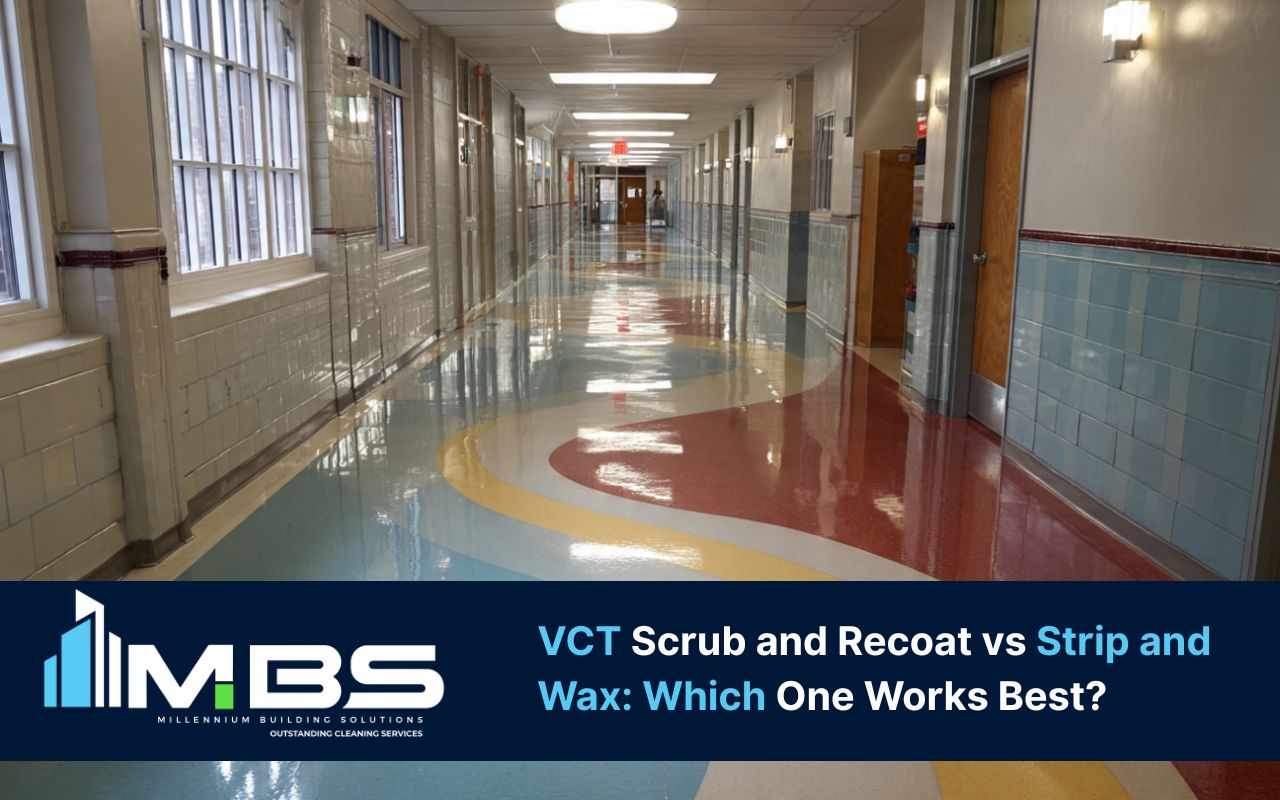 Slip resistance and finish durability factors in VCT scrub and recoat vs strip and wax
